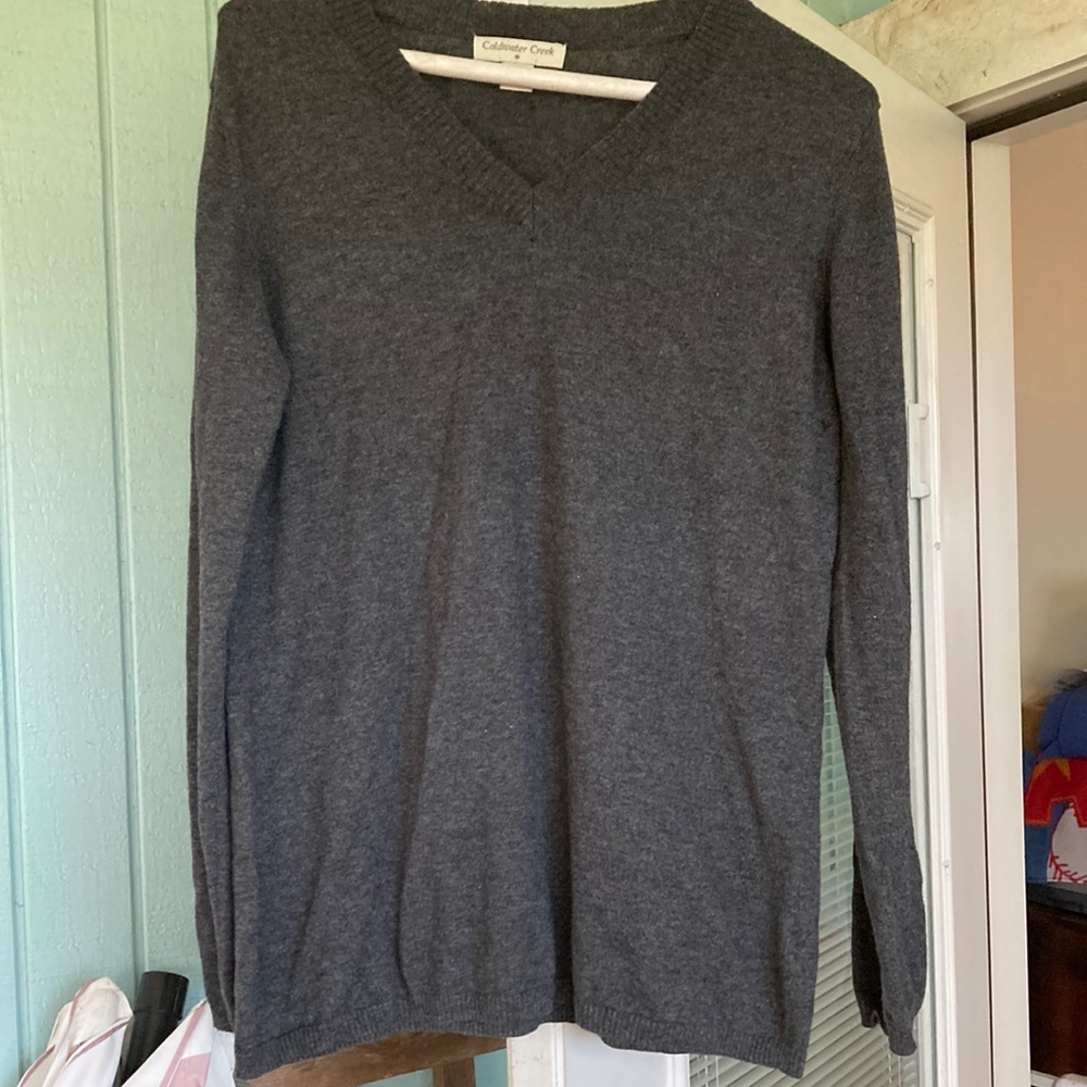 Coldwater Creek Grey Long-Sleeve Lightweight Sweater